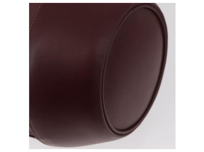 CARTIER Borsa a Spalla Must Line in Pelle Bordeaux Oro Auth YKZ388 - vista 8