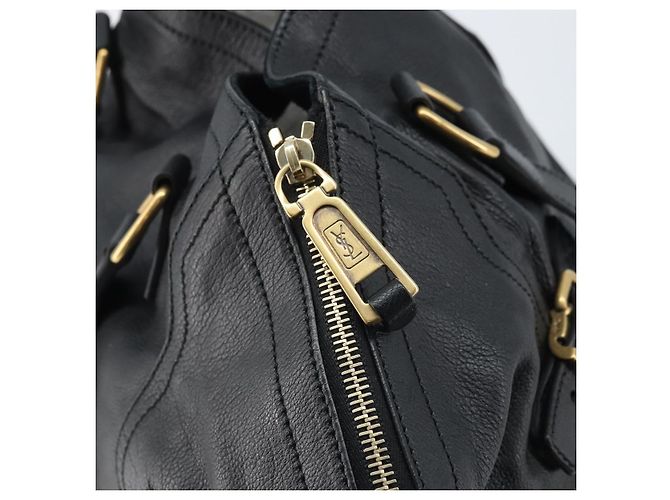SAINT LAURENT Borsa Downtown in pelle nera e oro 175884 Auth YKZ233A Nero D'oro - vista 10