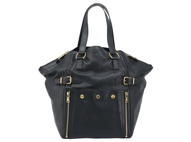 SAINT LAURENT Borsa Downtown in pelle nera e oro 175884 Auth YKZ233A Nero D'oro - vista 13
