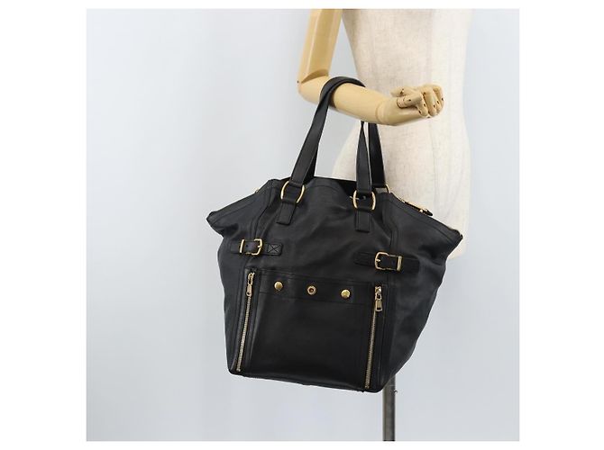 SAINT LAURENT Borsa Downtown in pelle nera e oro 175884 Auth YKZ233A Nero D'oro - vista 23