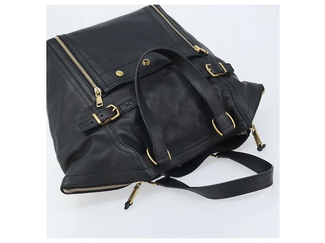SAINT LAURENT Borsa Downtown in pelle nera e oro 175884 Auth YKZ233A Nero D'oro - vista 6