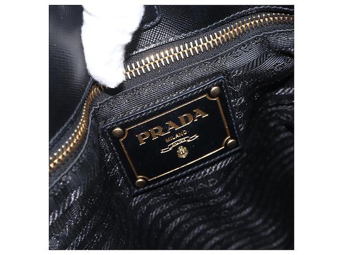 PRADA Handtasche Nylon Schwarz Gold Auth ARZ907 Golden - Ansicht 10