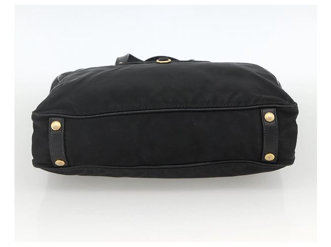 PRADA Handtasche Nylon Schwarz Gold Auth ARZ907 Golden - Ansicht 5