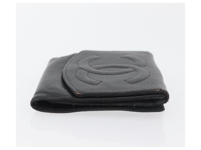 Portafoglio CHANEL in pelle di caviar 2 pezzi nero CC Auth bs34186 - vista 12