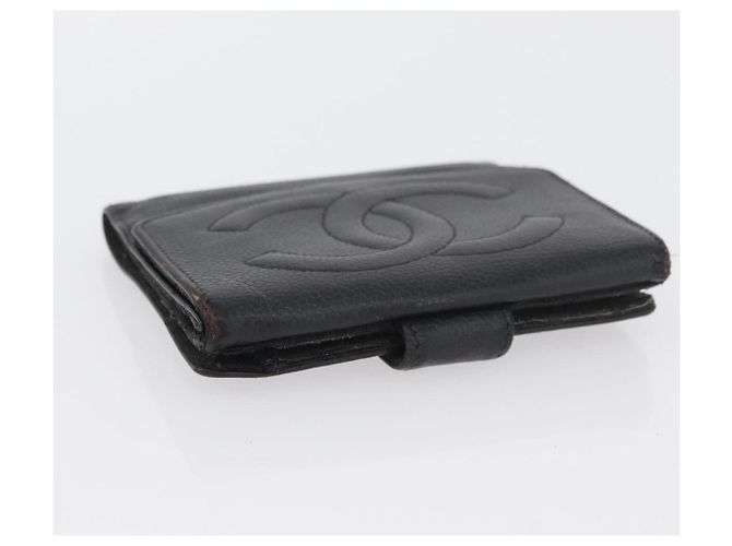 Portafoglio CHANEL in pelle di caviar 2 pezzi nero CC Auth bs34186 - vista 13