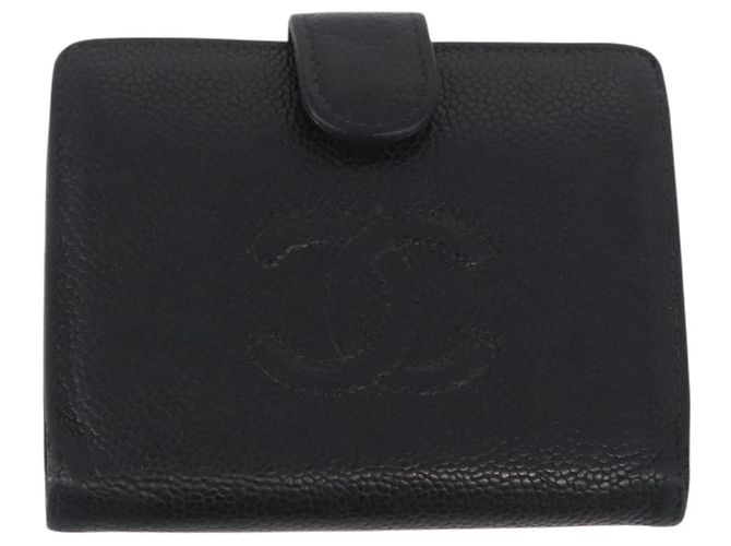 Portafoglio CHANEL in pelle di caviar 2 pezzi nero CC Auth bs34186 - vista 2