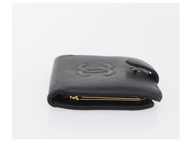 Portafoglio CHANEL in pelle di caviar 2 pezzi nero CC Auth bs34186 - vista 4