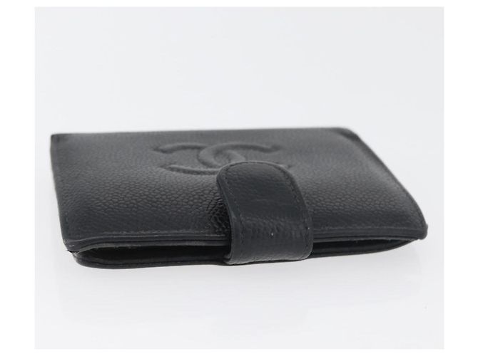 Portafoglio CHANEL in pelle di caviar 2 pezzi nero CC Auth bs34186 - vista 5