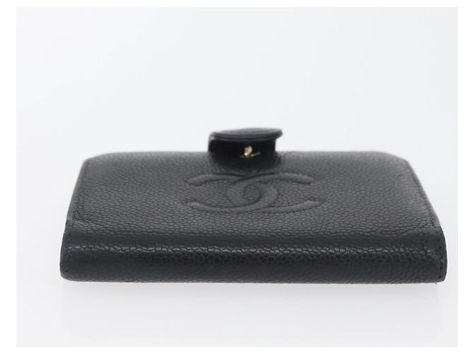 Portafoglio CHANEL in pelle di caviar 2 pezzi nero CC Auth bs34186 - vista 6