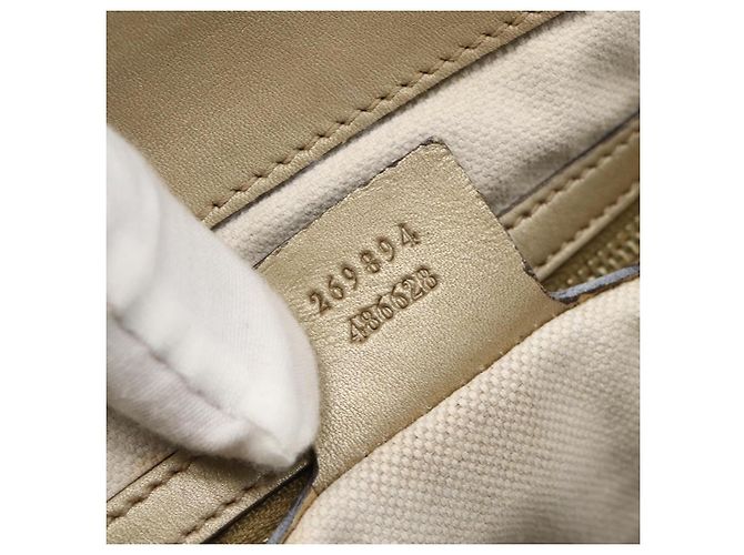 Gucci Borsa a mano Pretty GG Canvas 2way Beige Oro 269894 Auth BAZ454 D'oro - vista 12