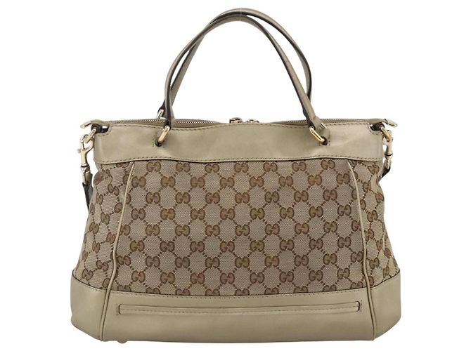 Gucci Borsa a mano Pretty GG Canvas 2way Beige Oro 269894 Auth BAZ454 D'oro - vista 2