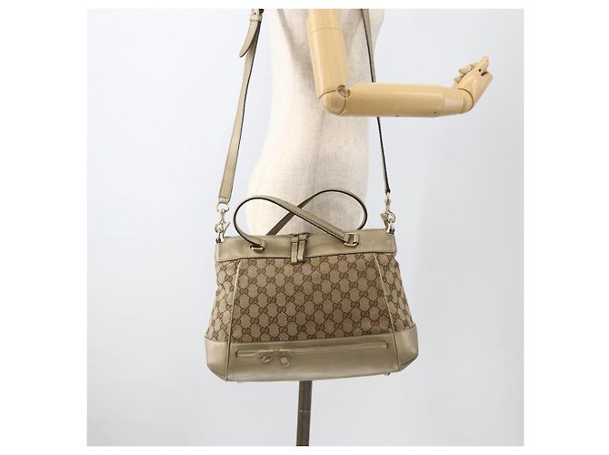 Gucci Borsa a mano Pretty GG Canvas 2way Beige Oro 269894 Auth BAZ454 D'oro - vista 26