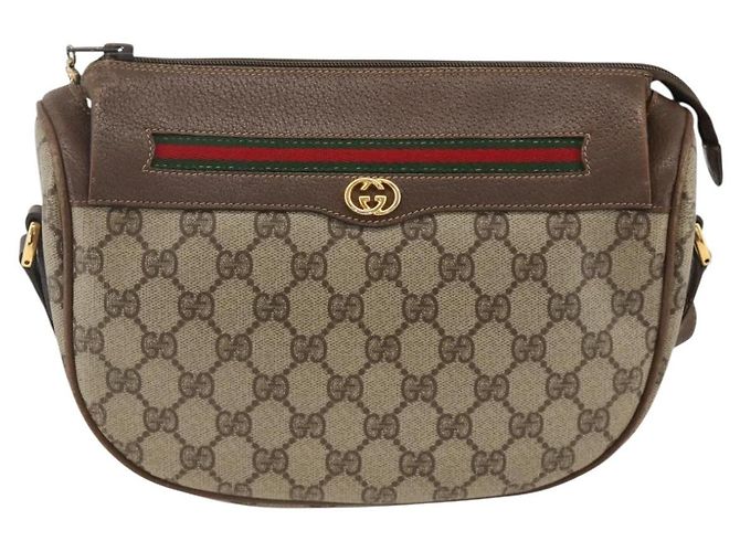 Borsa Sherry Line GG Supreme Web di GUCCI in PVC beige e oro 001 115 0918 Auth BA11553 D'oro - vista 13