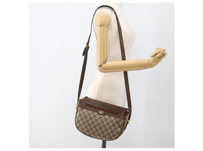 Borsa Sherry Line GG Supreme Web di GUCCI in PVC beige e oro 001 115 0918 Auth BA11553 D'oro - vista 23