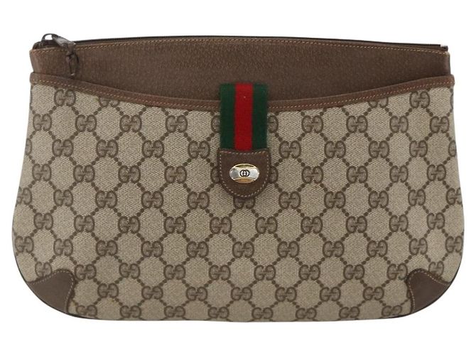 Borsa Sherry Line GG Supreme Web di GUCCI in PVC beige e oro 904 02 026 Auth BA11774 D'oro - vista 13