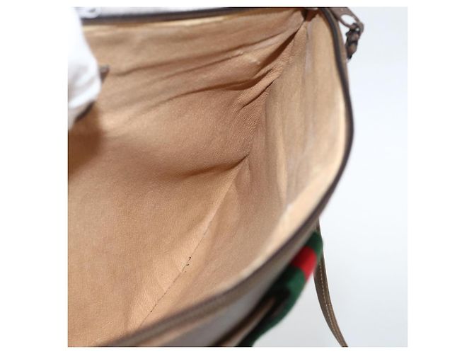 Borsa Sherry Line GG Supreme Web di GUCCI in PVC beige e oro 904 02 026 Auth BA11774 D'oro - vista 19