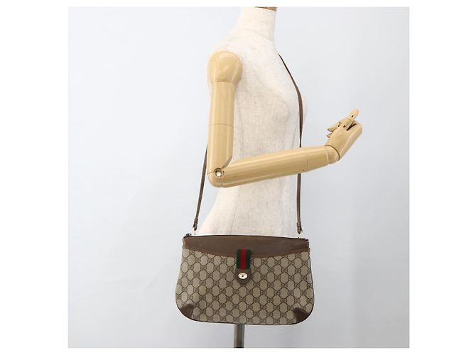 Borsa Sherry Line GG Supreme Web di GUCCI in PVC beige e oro 904 02 026 Auth BA11774 D'oro - vista 22