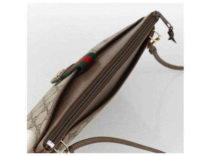Borsa Sherry Line GG Supreme Web di GUCCI in PVC beige e oro 904 02 026 Auth BA11774 D'oro - vista 6
