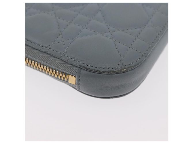 Borsa a tracolla in pelle di agnello grigia con catena Christian Dior Cannage Auth BAZ467 - vista 18