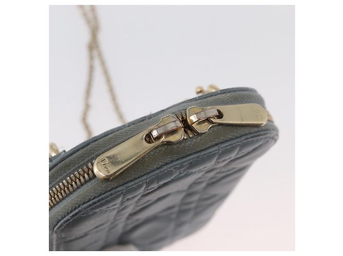 Borsa a tracolla in pelle di agnello grigia con catena Christian Dior Cannage Auth BAZ467 - vista 20
