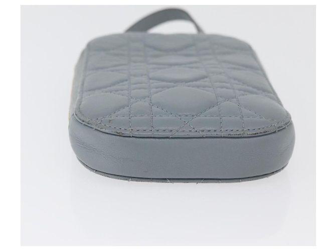 Borsa a tracolla in pelle di agnello grigia con catena Christian Dior Cannage Auth BAZ467 - vista 5