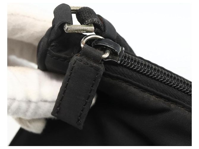 Bolso Accesorio Prada Nylon Negro Plata Auth bs34268 - vista 10