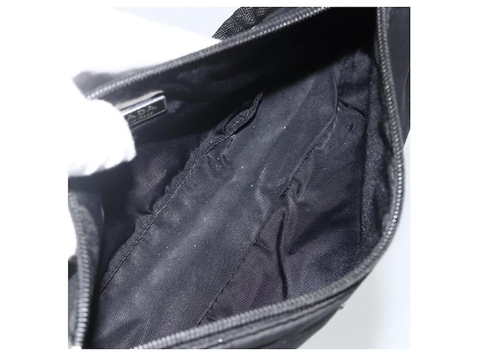 Bolso Accesorio Prada Nylon Negro Plata Auth bs34268 - vista 11