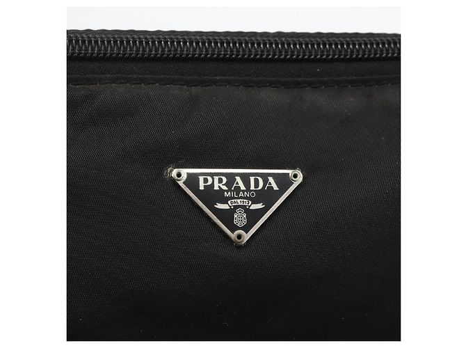 Bolso Accesorio Prada Nylon Negro Plata Auth bs34268 - vista 17