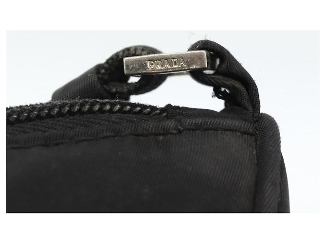 Bolso Accesorio Prada Nylon Negro Plata Auth bs34268 - vista 18