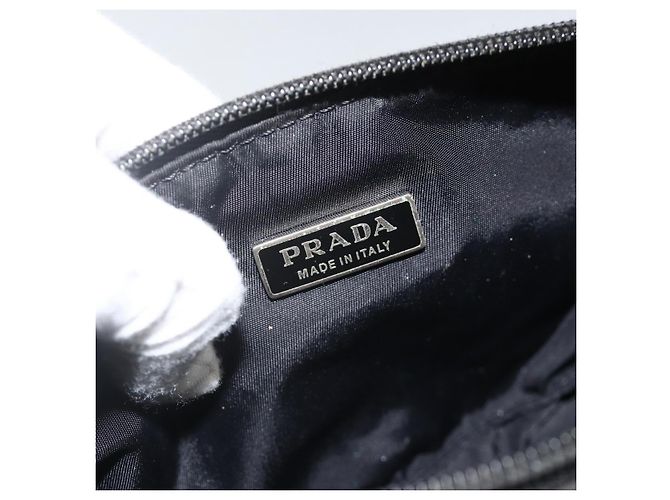 Bolso Accesorio Prada Nylon Negro Plata Auth bs34268 - vista 19