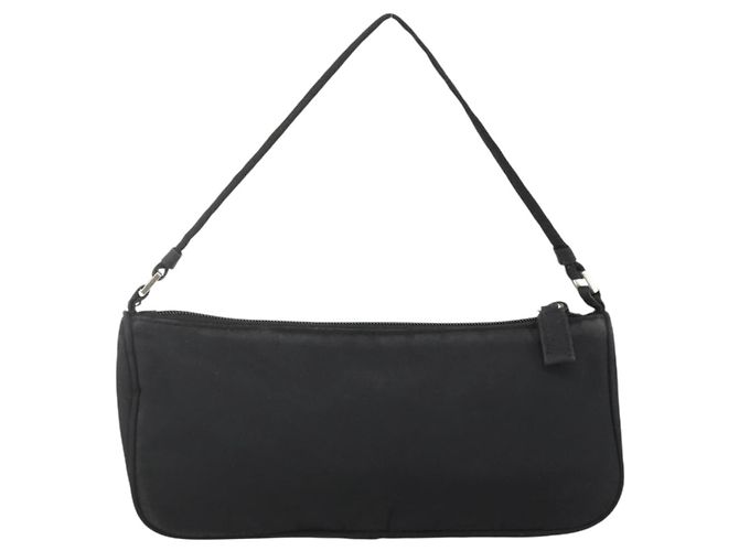 Bolso Accesorio Prada Nylon Negro Plata Auth bs34268 - vista 2