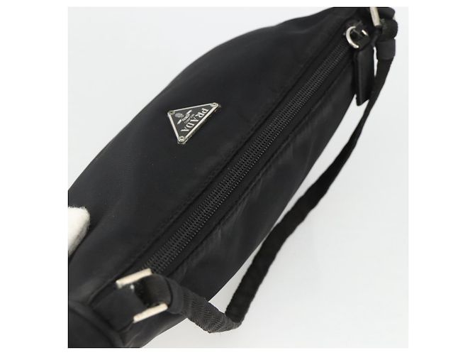 Bolso Accesorio Prada Nylon Negro Plata Auth bs34268 - vista 6