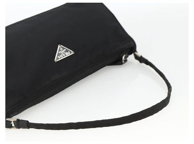 Bolso Accesorio Prada Nylon Negro Plata Auth bs34268 - vista 7