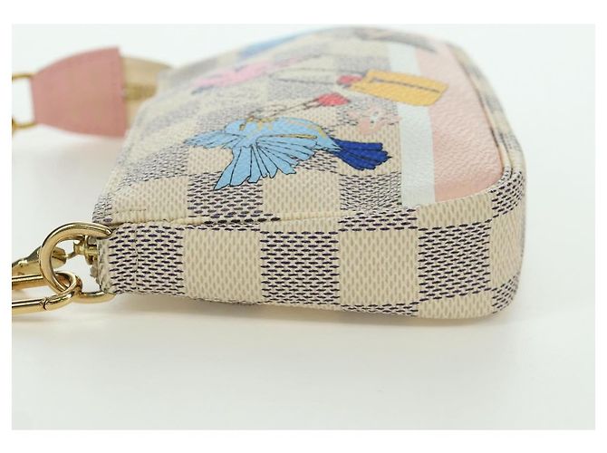 LOUIS VUITTON Mini Pochette Accessoires Damier Azur Pouch N64451 LV Auth AMZ456M - vista 3