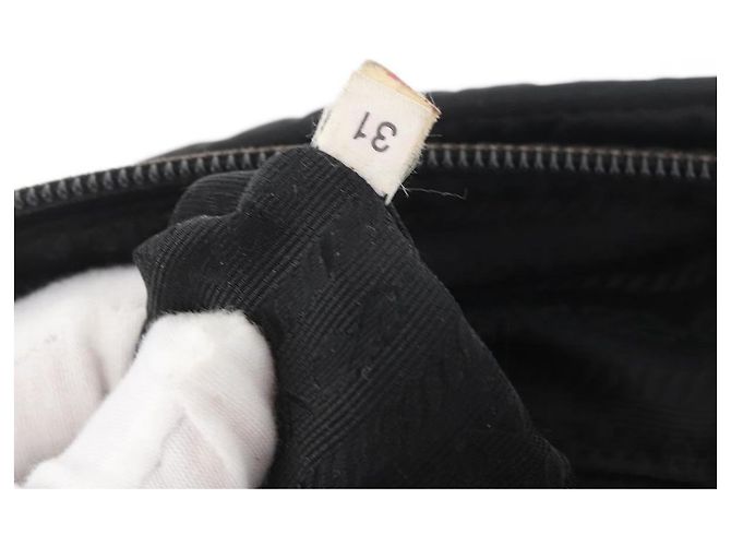 PRADA Shoulder Bag Nylon Black Silver Auth mr2288 Silvery - view 11