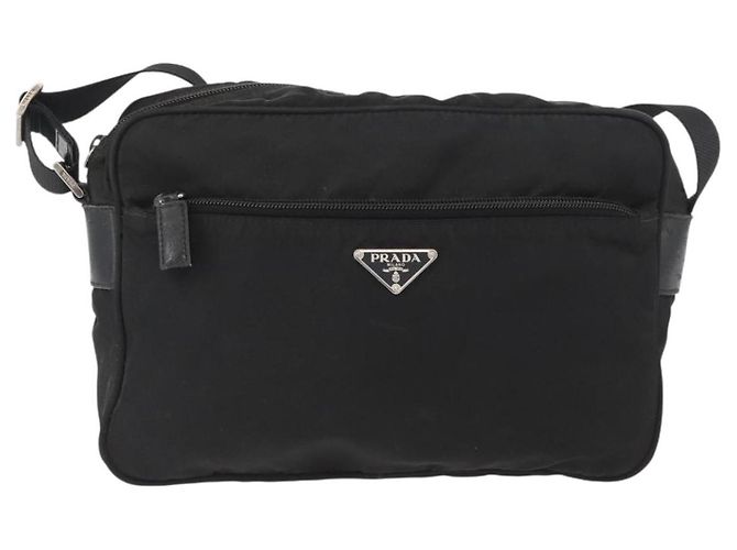 PRADA Shoulder Bag Nylon Black Silver Auth mr2288 Silvery - view 13