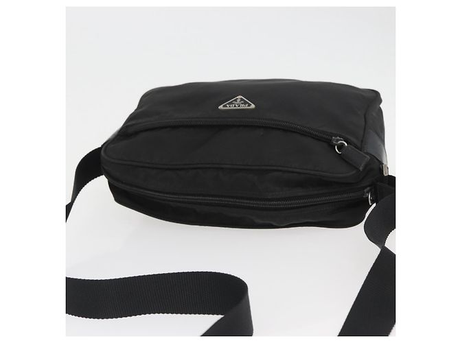 PRADA Shoulder Bag Nylon Black Silver Auth mr2288 Silvery - view 6