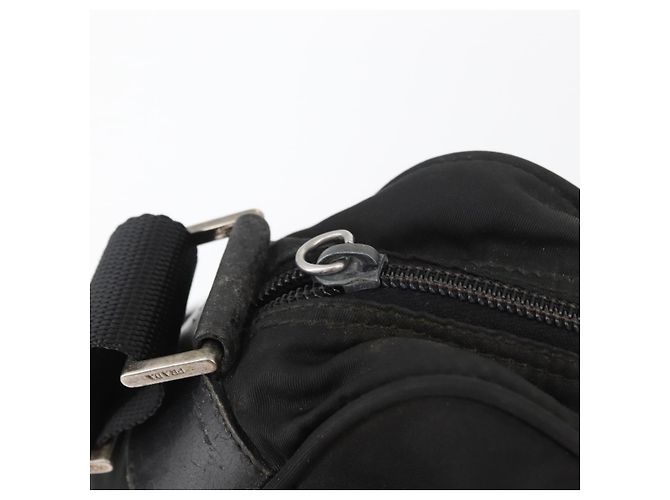 PRADA Shoulder Bag Nylon Black Silver Auth mr2288 Silvery - view 9