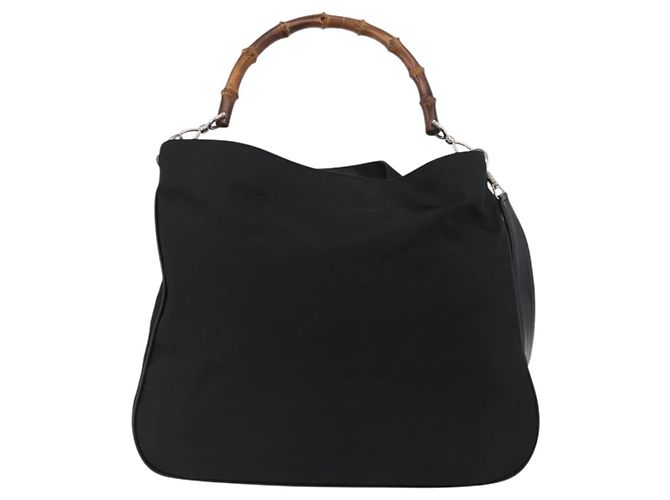 Borsa a Spalla GUCCI Bamboo Nylon 2in1 Nero Argento 001 2852 1577 5 Auth AMZ012 - vista 13