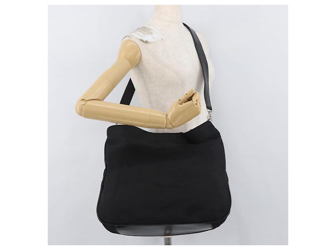 Borsa a Spalla GUCCI Bamboo Nylon 2in1 Nero Argento 001 2852 1577 5 Auth AMZ012 - vista 23