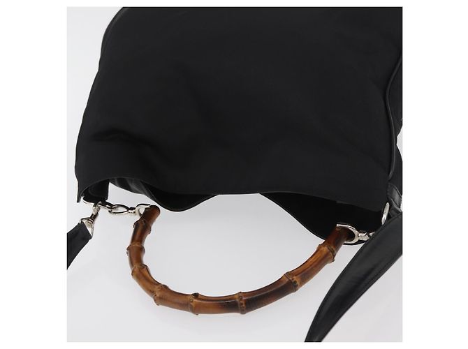 Borsa a Spalla GUCCI Bamboo Nylon 2in1 Nero Argento 001 2852 1577 5 Auth AMZ012 - vista 6