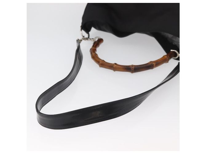 Borsa a Spalla GUCCI Bamboo Nylon 2in1 Nero Argento 001 2852 1577 5 Auth AMZ012 - vista 9