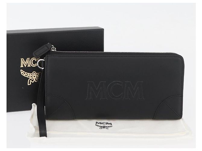 MCM Langer Geldbeutel Leder Schwarz Silber MYLDATA04 Auth SW2293V - Ansicht 12