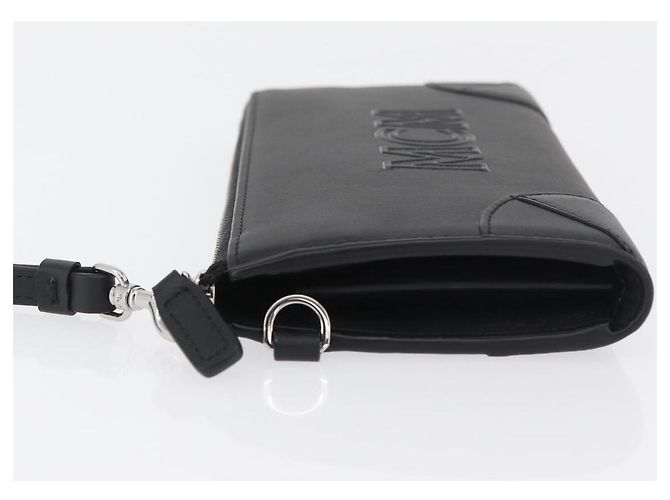 MCM Langer Geldbeutel Leder Schwarz Silber MYLDATA04 Auth SW2293V - Ansicht 4