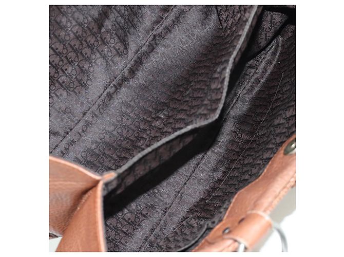 Borsa a mano in pelle marrone e argento Christian Dior Gaucho Saddle Auth BAZ225SAV - vista 11