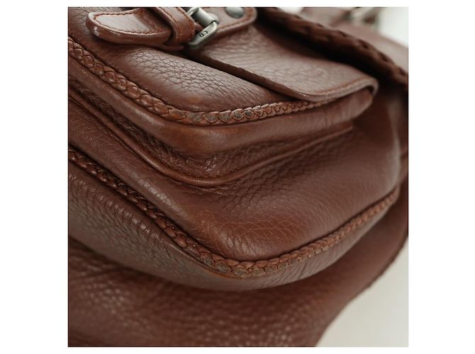 Borsa a mano in pelle marrone e argento Christian Dior Gaucho Saddle Auth BAZ225SAV - vista 14