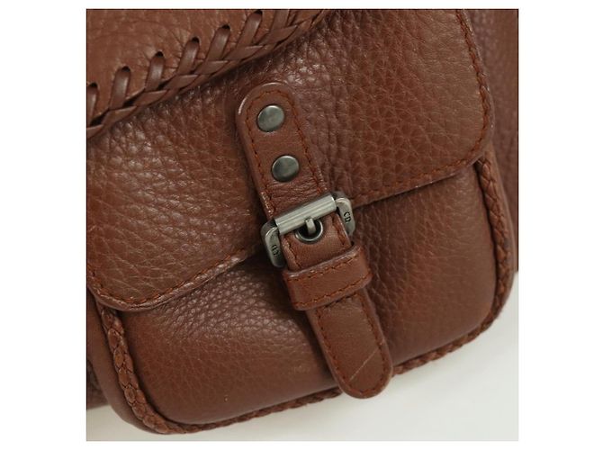 Borsa a mano in pelle marrone e argento Christian Dior Gaucho Saddle Auth BAZ225SAV - vista 18