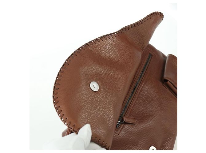 Borsa a mano in pelle marrone e argento Christian Dior Gaucho Saddle Auth BAZ225SAV - vista 19