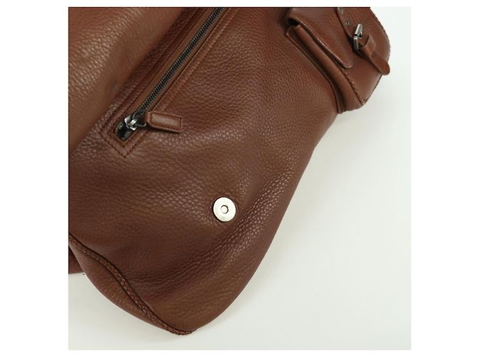 Borsa a mano in pelle marrone e argento Christian Dior Gaucho Saddle Auth BAZ225SAV - vista 20