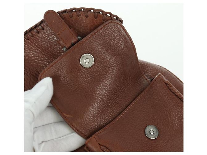 Borsa a mano in pelle marrone e argento Christian Dior Gaucho Saddle Auth BAZ225SAV - vista 21